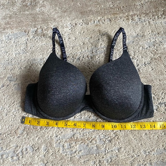Victoria’s Secret Extreme Lift Push Up Gray Bra Logo Straps Lingerie: 38C - Picture 4 of 6